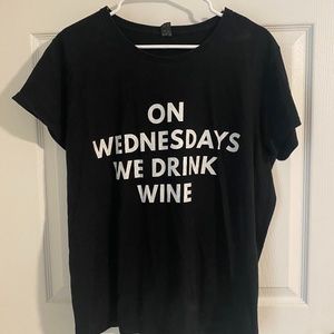 Anvil Black "On Wednesdays We Drink Wine" T-Shirt Size XL